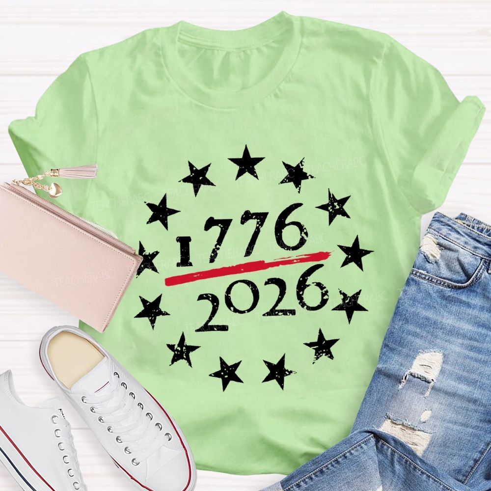 From 1776 To 2026 250th Anniversary Star Print T-shirt