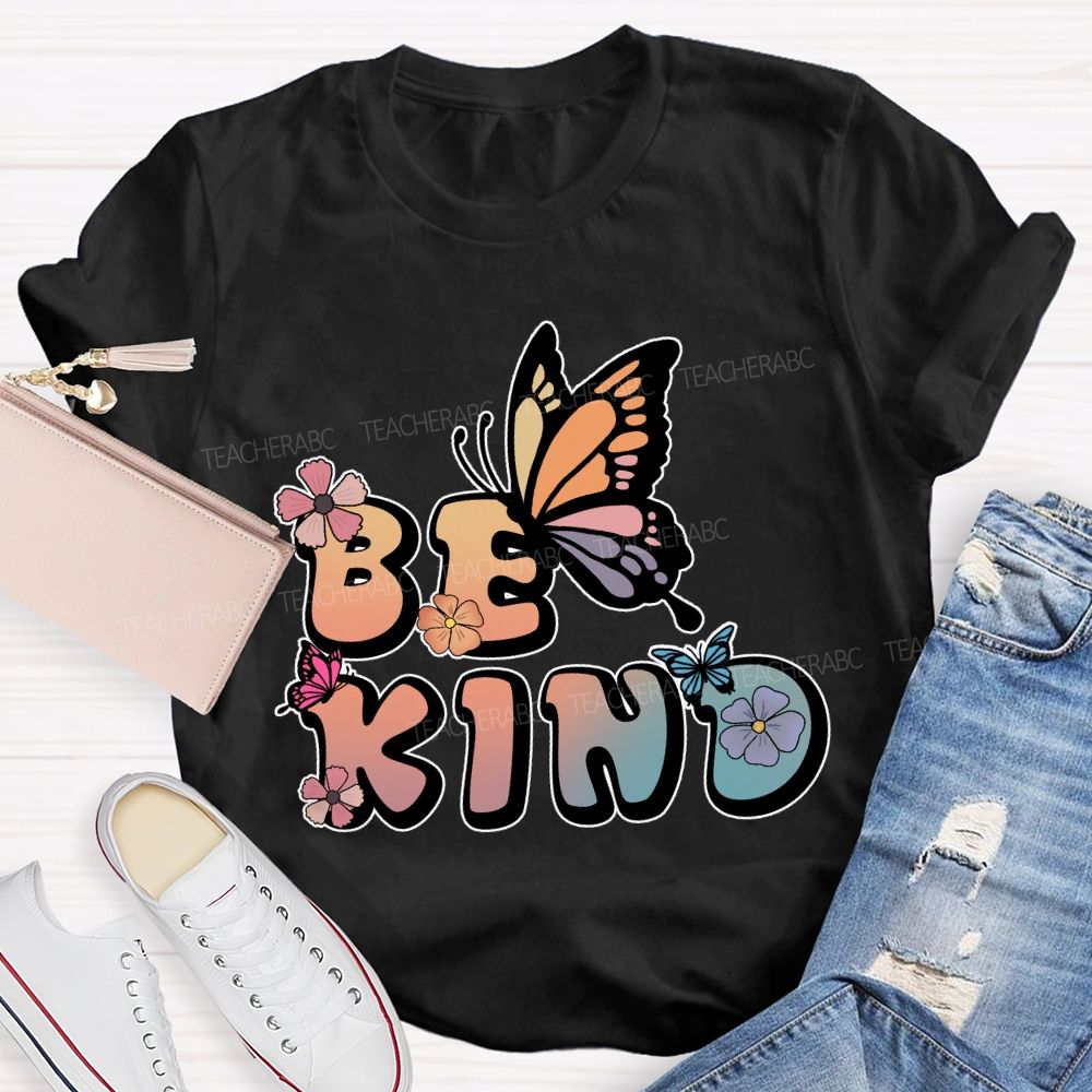 Be Kind Floral Butterfly T-Shirt