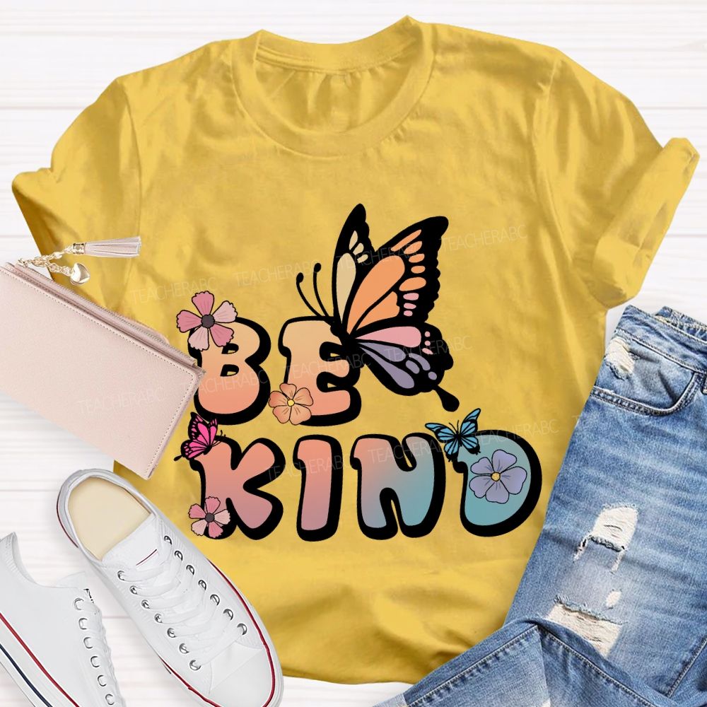 Be Kind Floral Butterfly T-Shirt