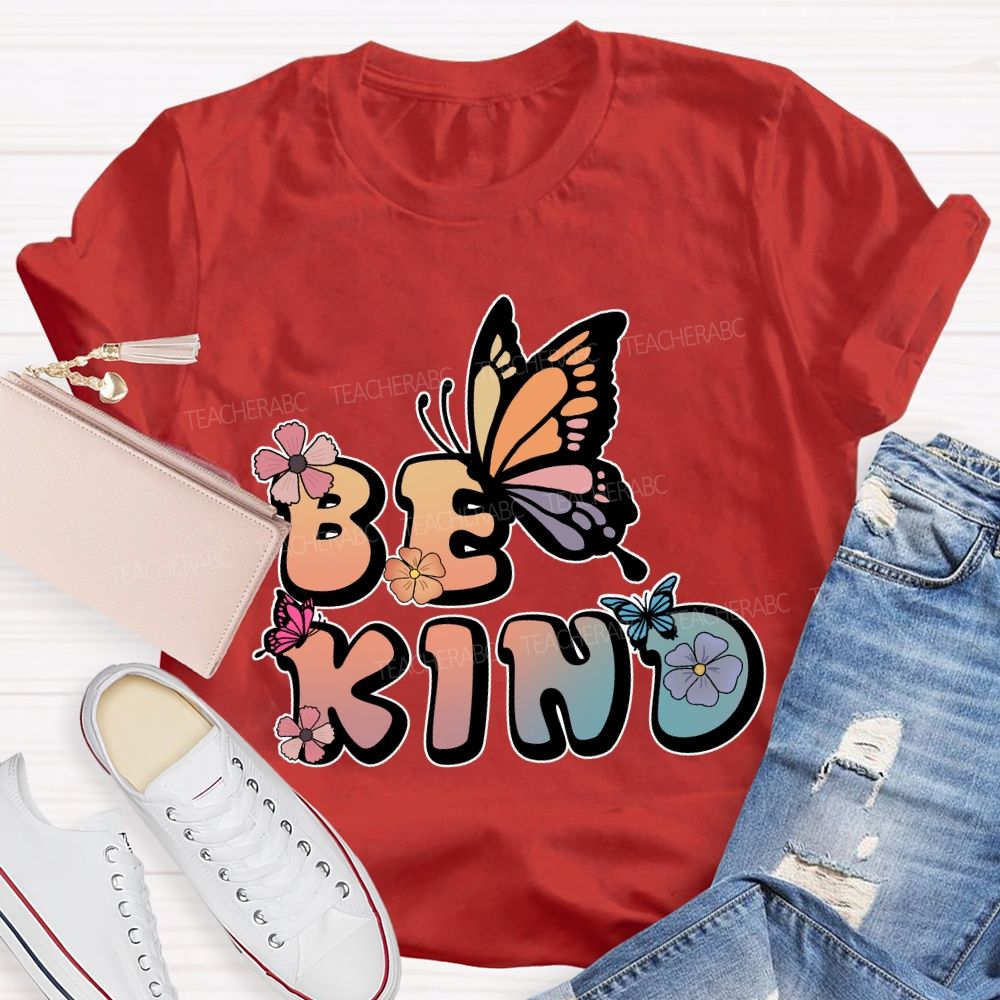 Be Kind Floral Butterfly T-Shirt