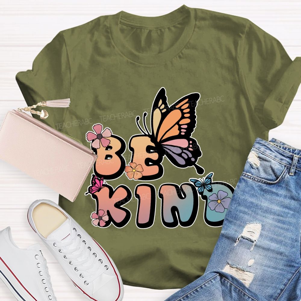 Be Kind Floral Butterfly T-Shirt