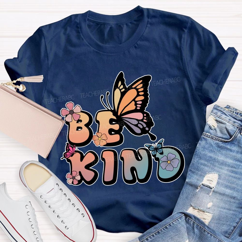 Be Kind Floral Butterfly T-Shirt