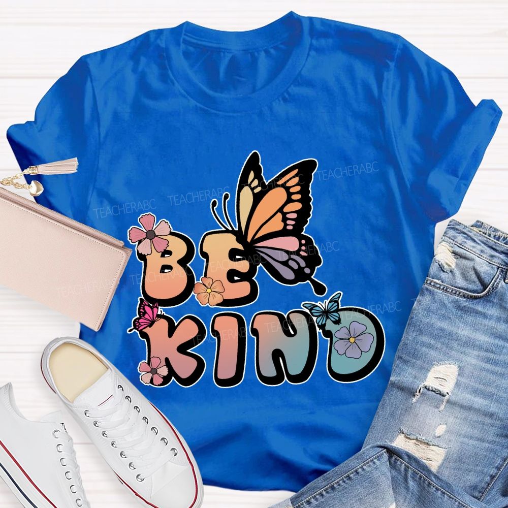 Be Kind Floral Butterfly T-Shirt
