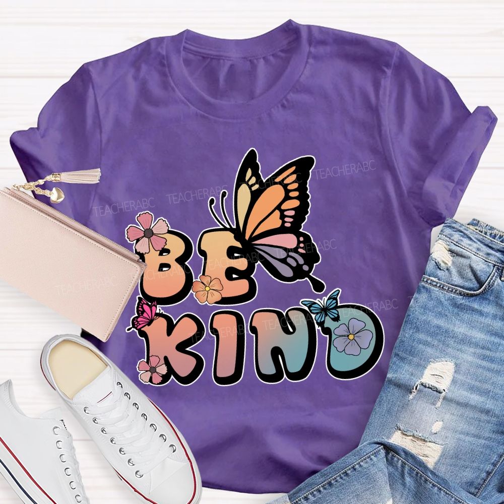 Be Kind Floral Butterfly T-Shirt