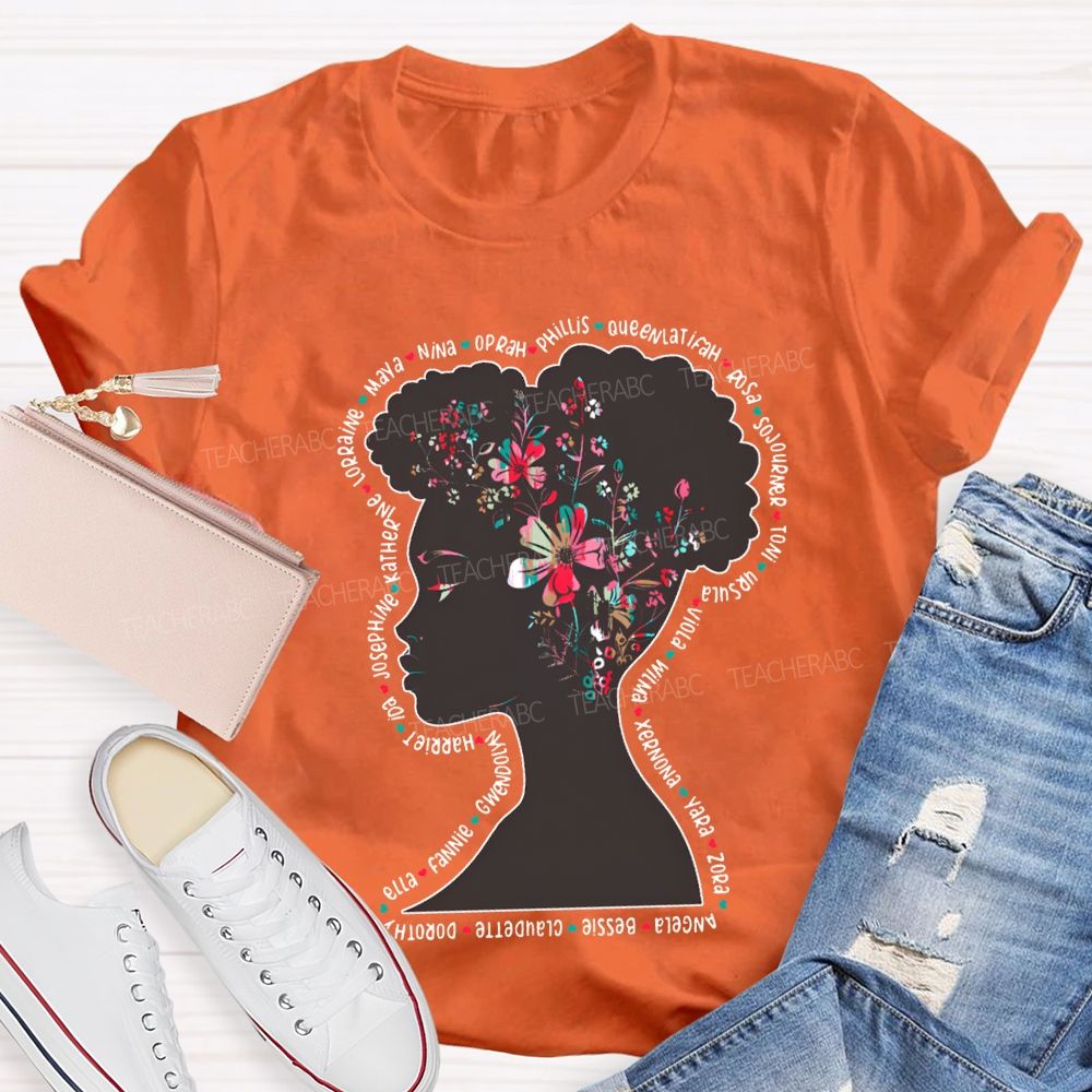 Black History Month Women's Floral Design T-shirt