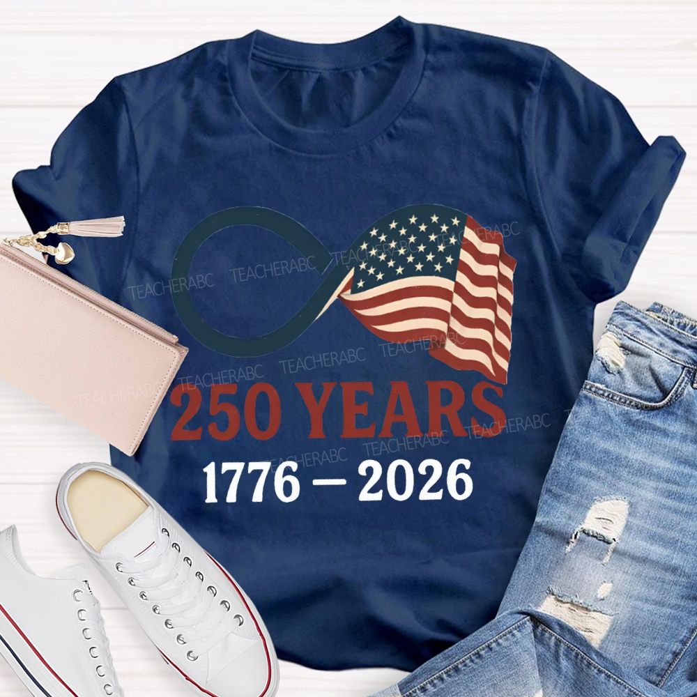 250 Years Anniversary 1776-2026 Stars Stripes And Five-Pointed Star T-shirt