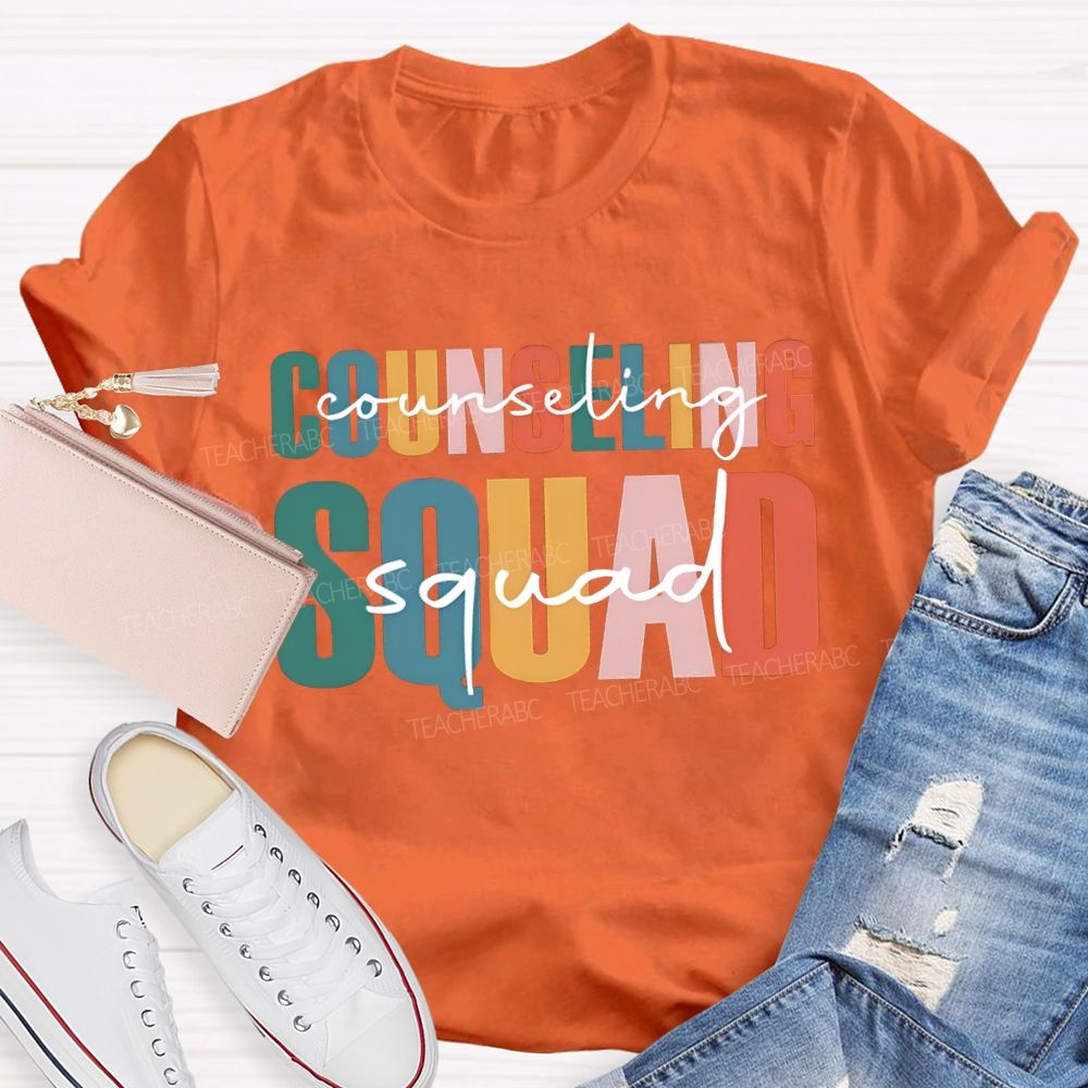 Counselor Squad Colorful Lettering Printing T-shirt