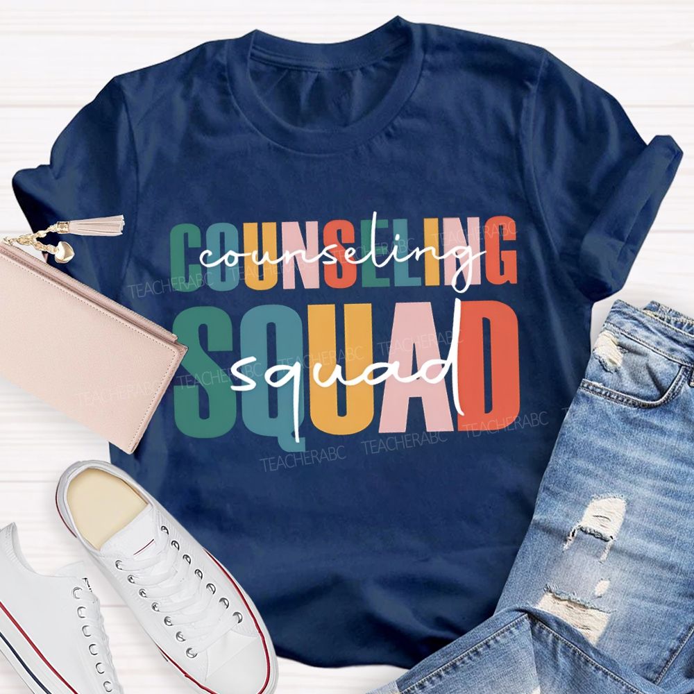 Counselor Squad Colorful Lettering Printing T-shirt