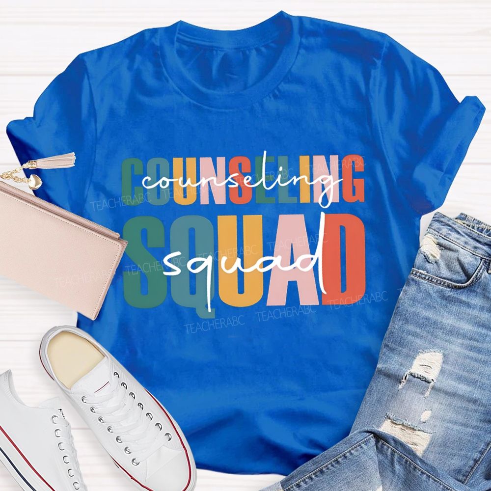 Counselor Squad Colorful Lettering Printing T-shirt