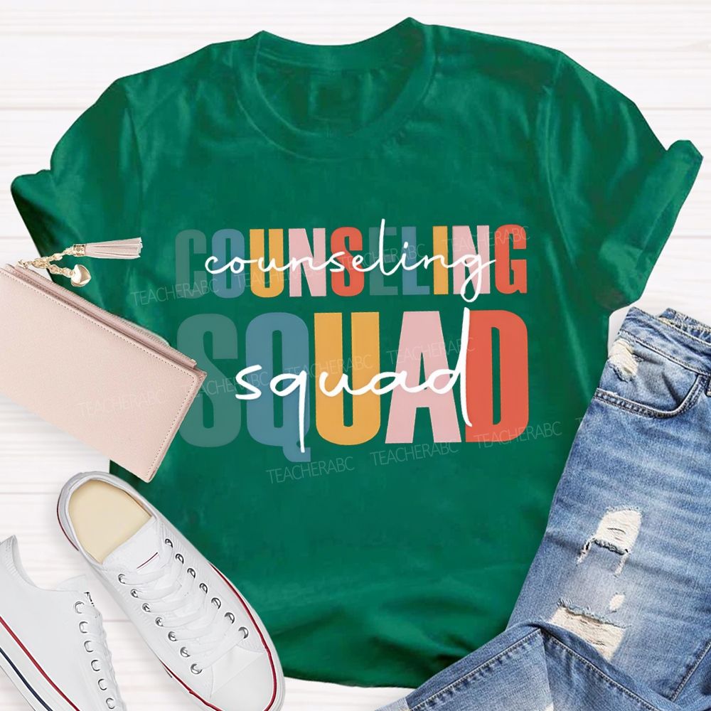 Counselor Squad Colorful Lettering Printing T-shirt