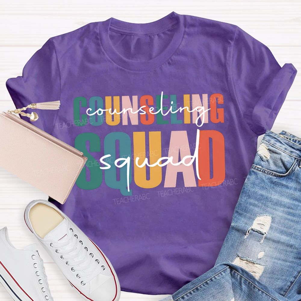 Counselor Squad Colorful Lettering Printing T-shirt