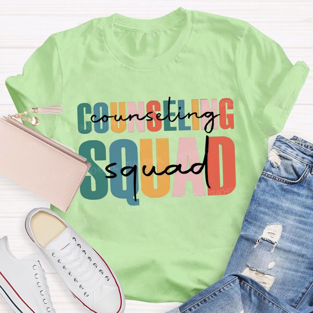 Counselor Squad Colorful Lettering Printing T-shirt