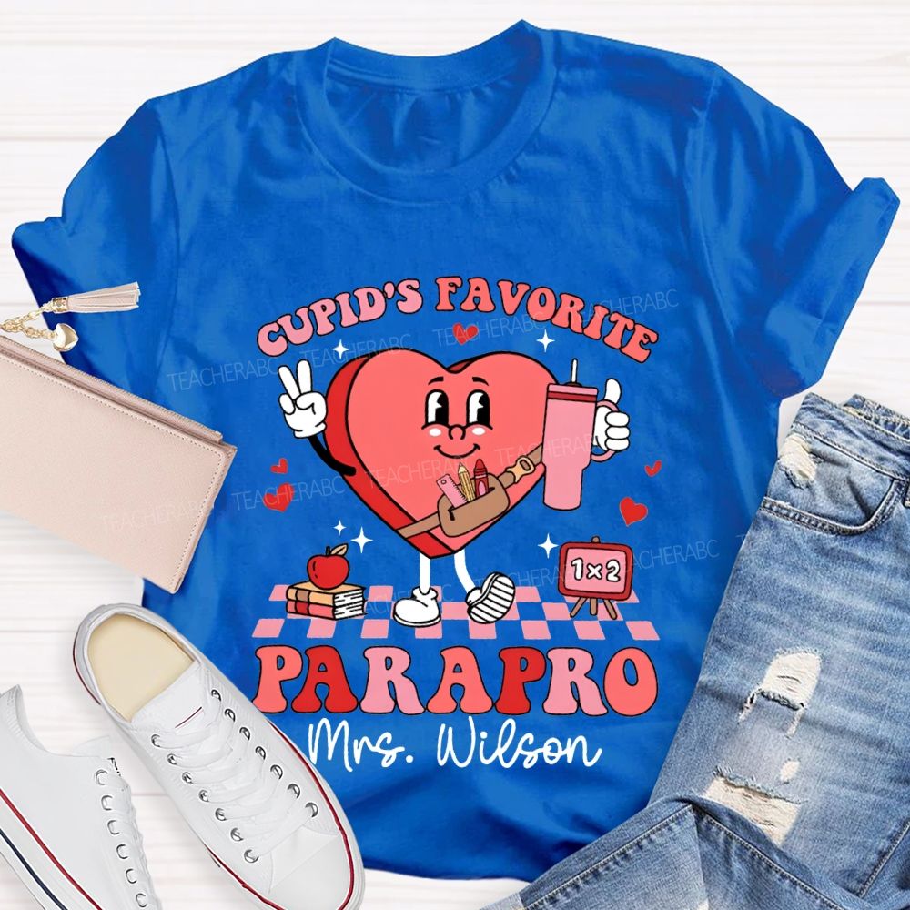 Personalized Name Cupid'S Favorite Parapro Heart Print T-shirt