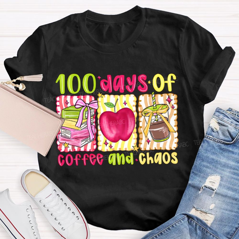 100 Days Of Coffee And Chaos Books And Apples T-shirt