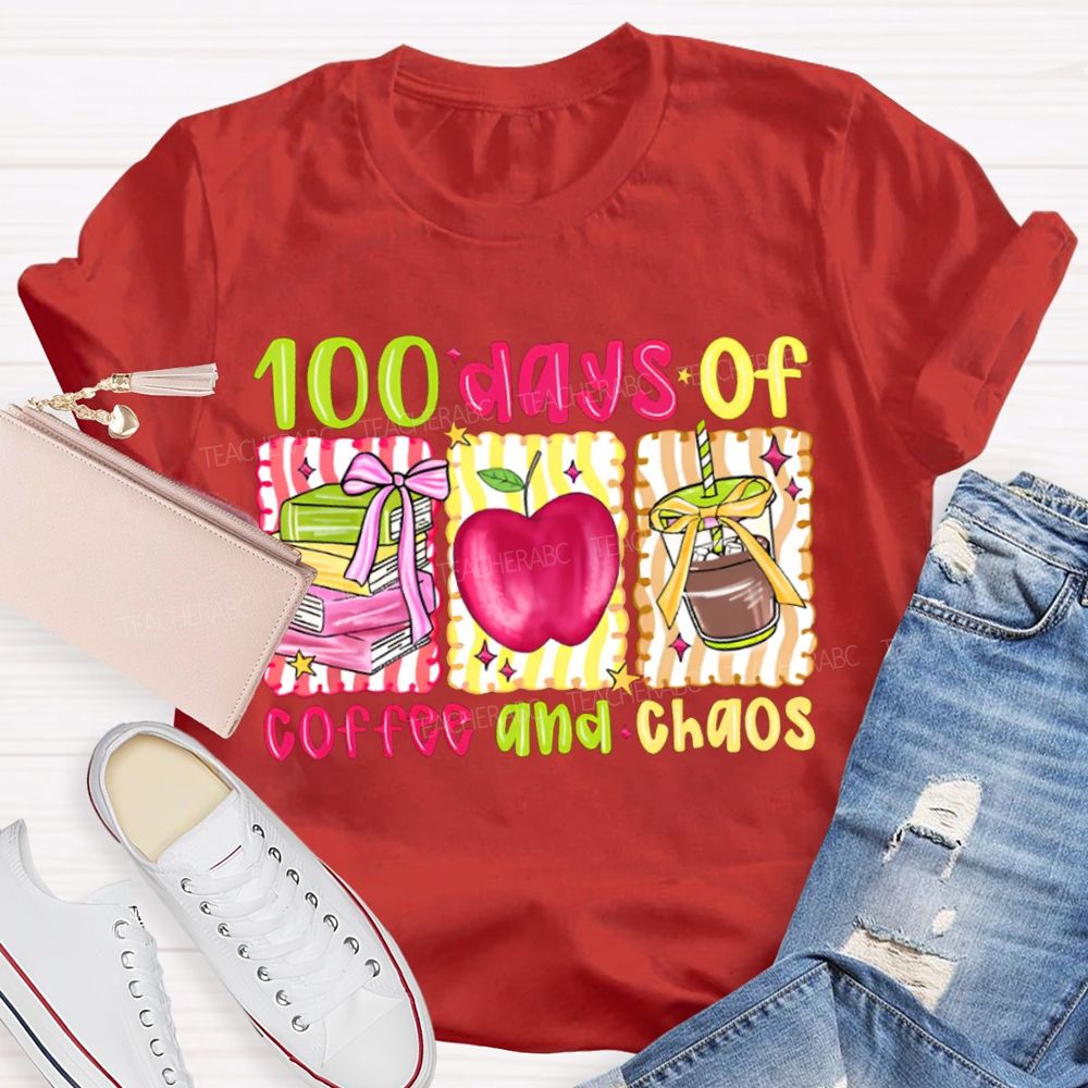 100 Days Of Coffee And Chaos Books And Apples T-shirt