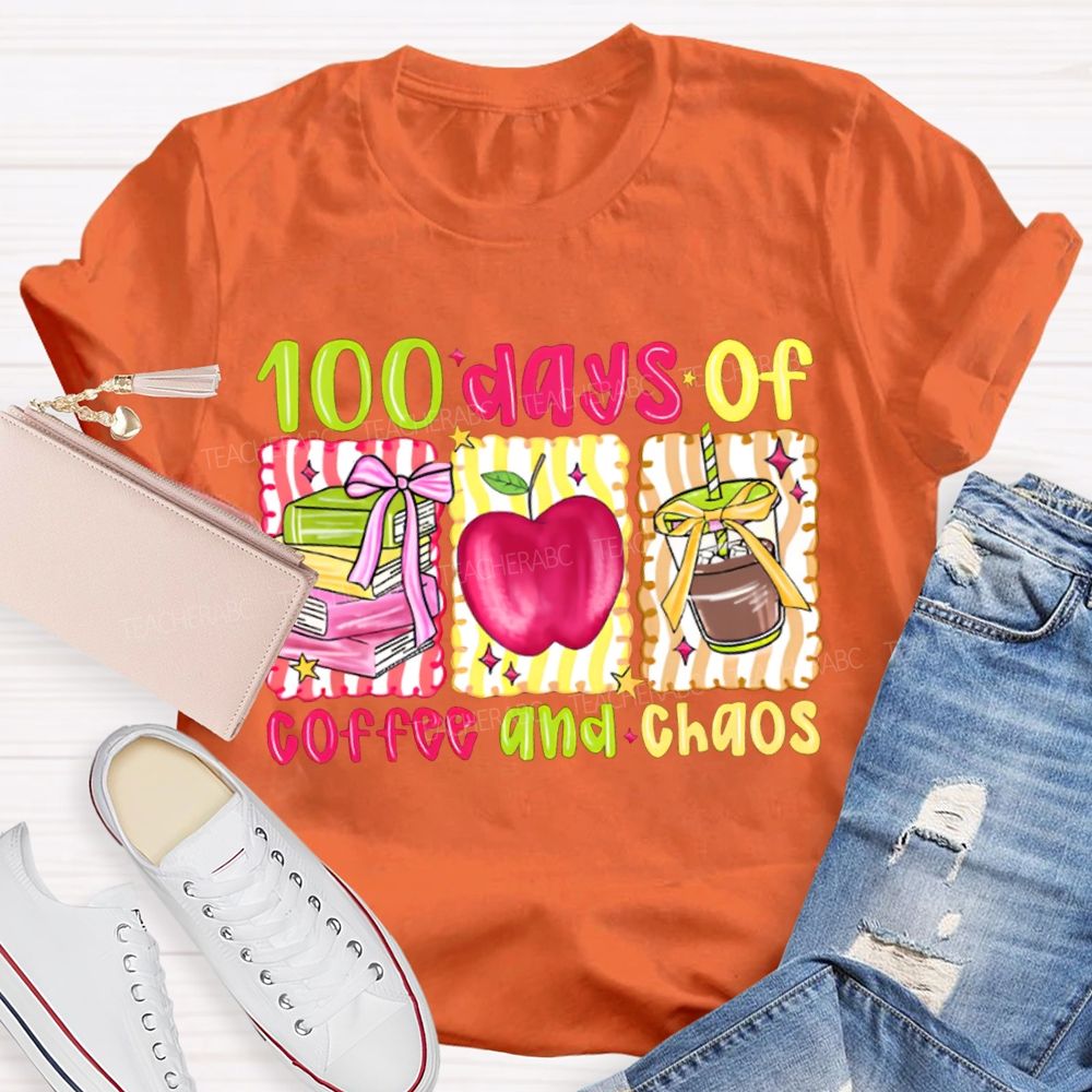 100 Days Of Coffee And Chaos Books And Apples T-shirt