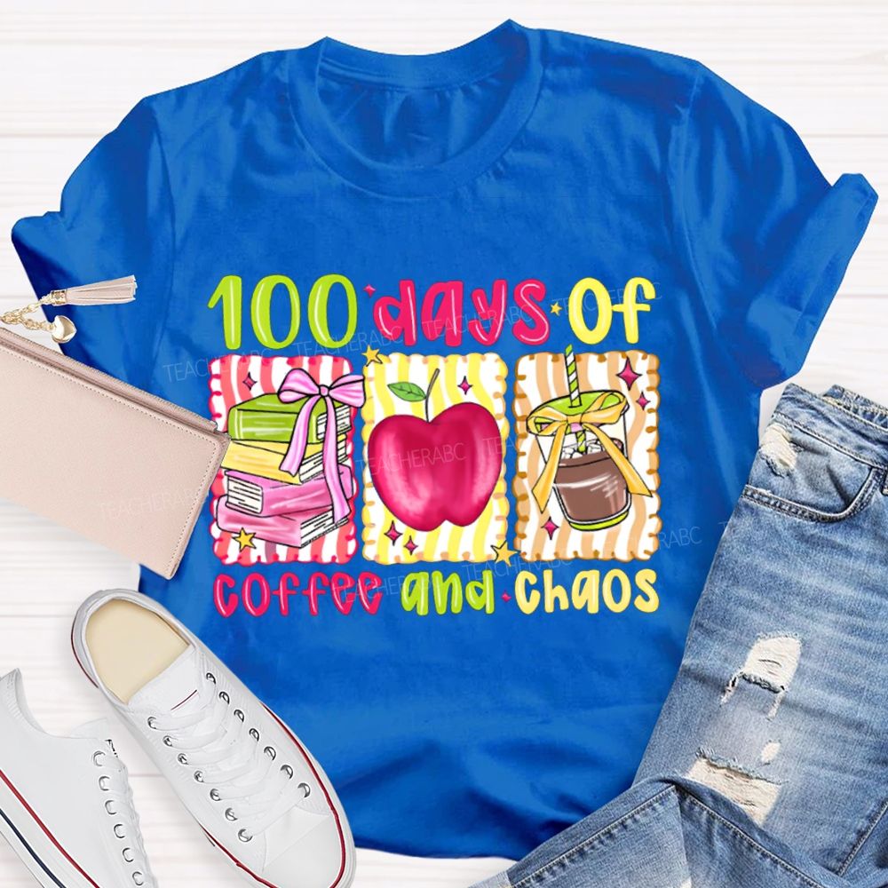 100 Days Of Coffee And Chaos Books And Apples T-shirt