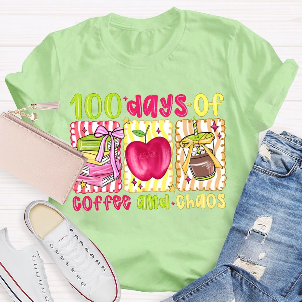 100 Days Of Coffee And Chaos Books And Apples T-shirt