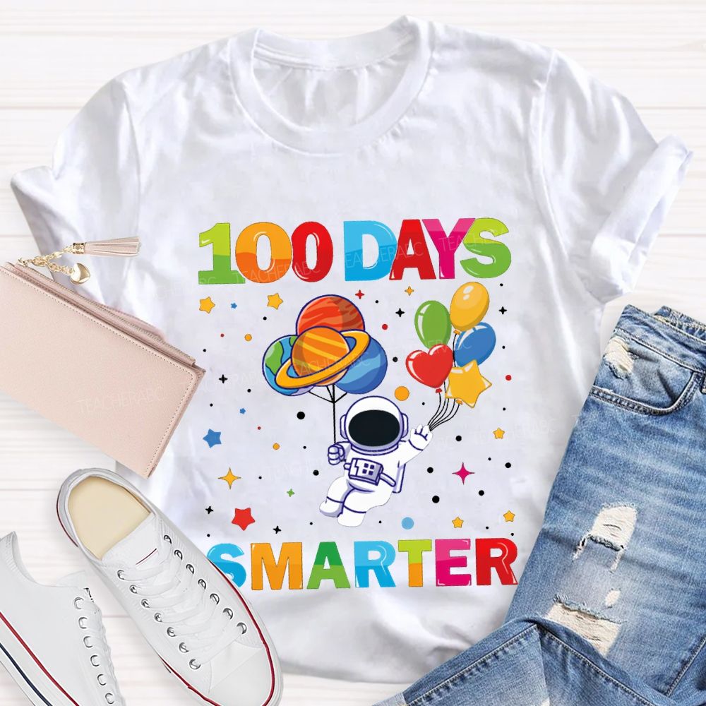 100 Days Smarter Colorful Balloons And Stars T-shirt