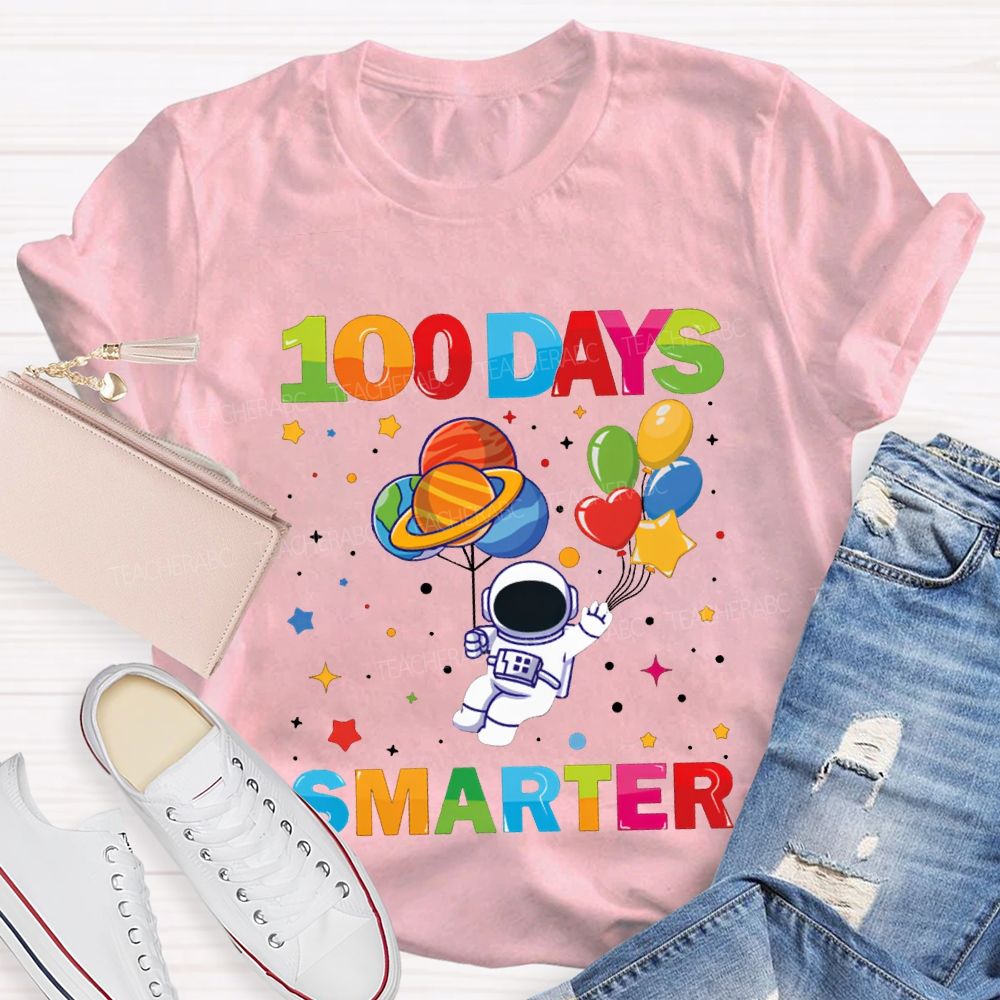 100 Days Smarter Colorful Balloons And Stars T-shirt