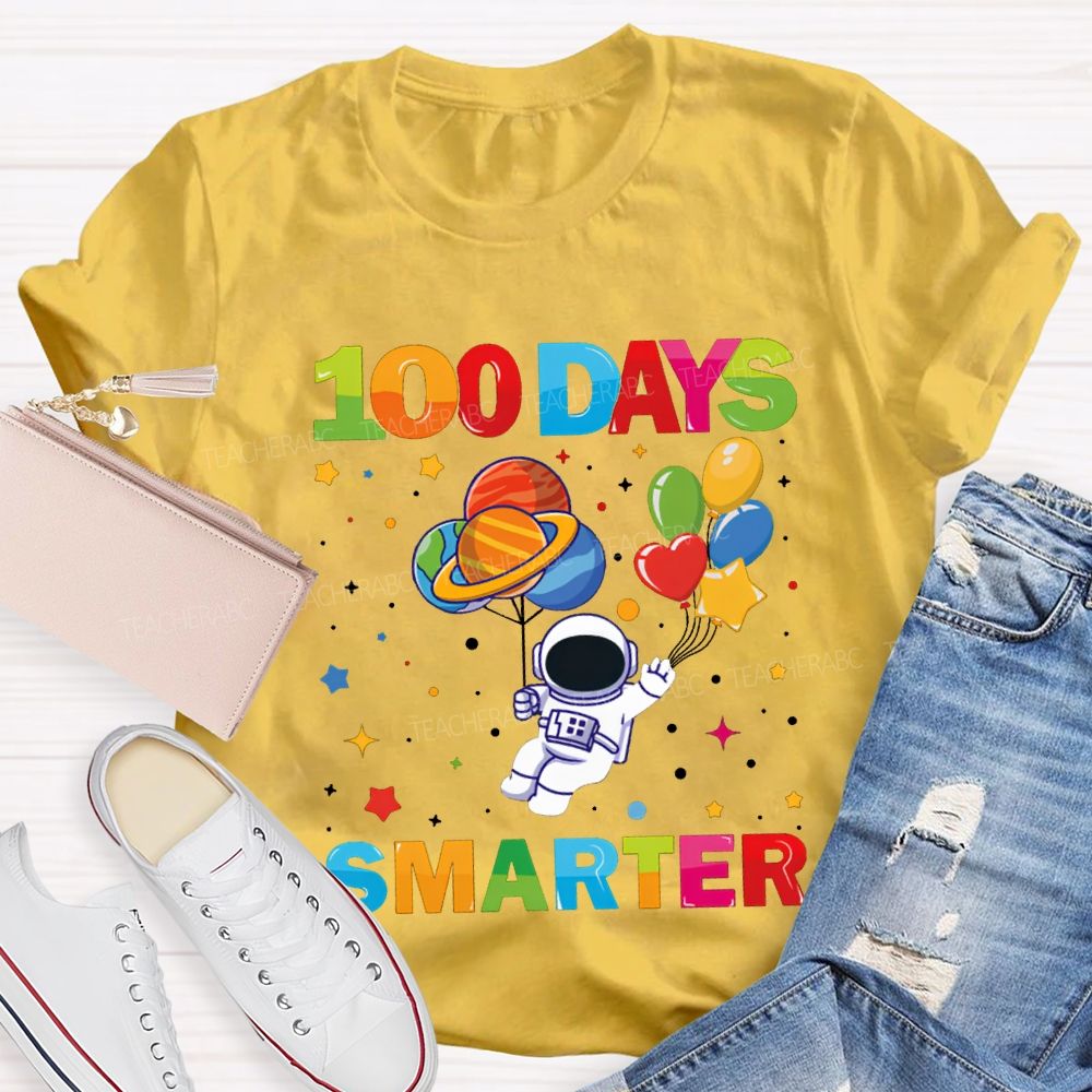 100 Days Smarter Colorful Balloons And Stars T-shirt