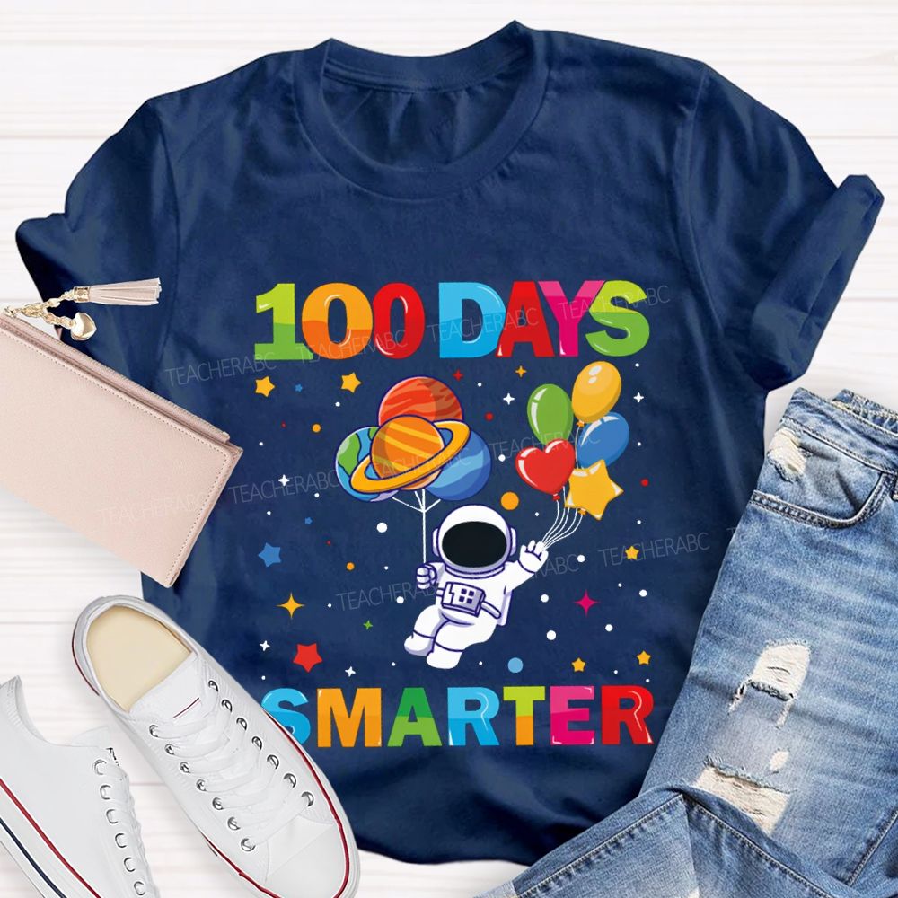 100 Days Smarter Colorful Balloons And Stars T-shirt