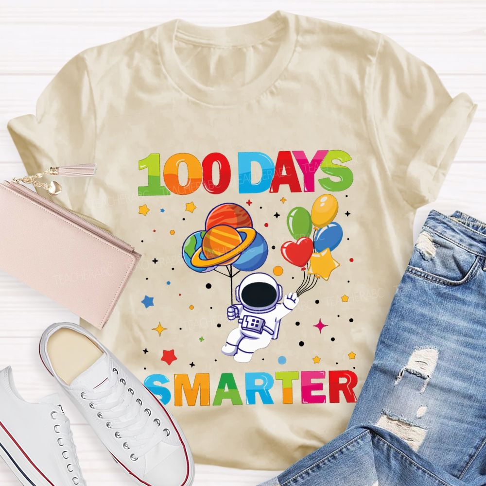 100 Days Smarter Colorful Balloons And Stars T-shirt