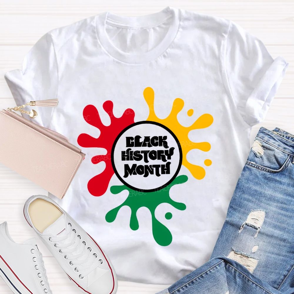 Black History Month Color Patchwork Print T-shirt
