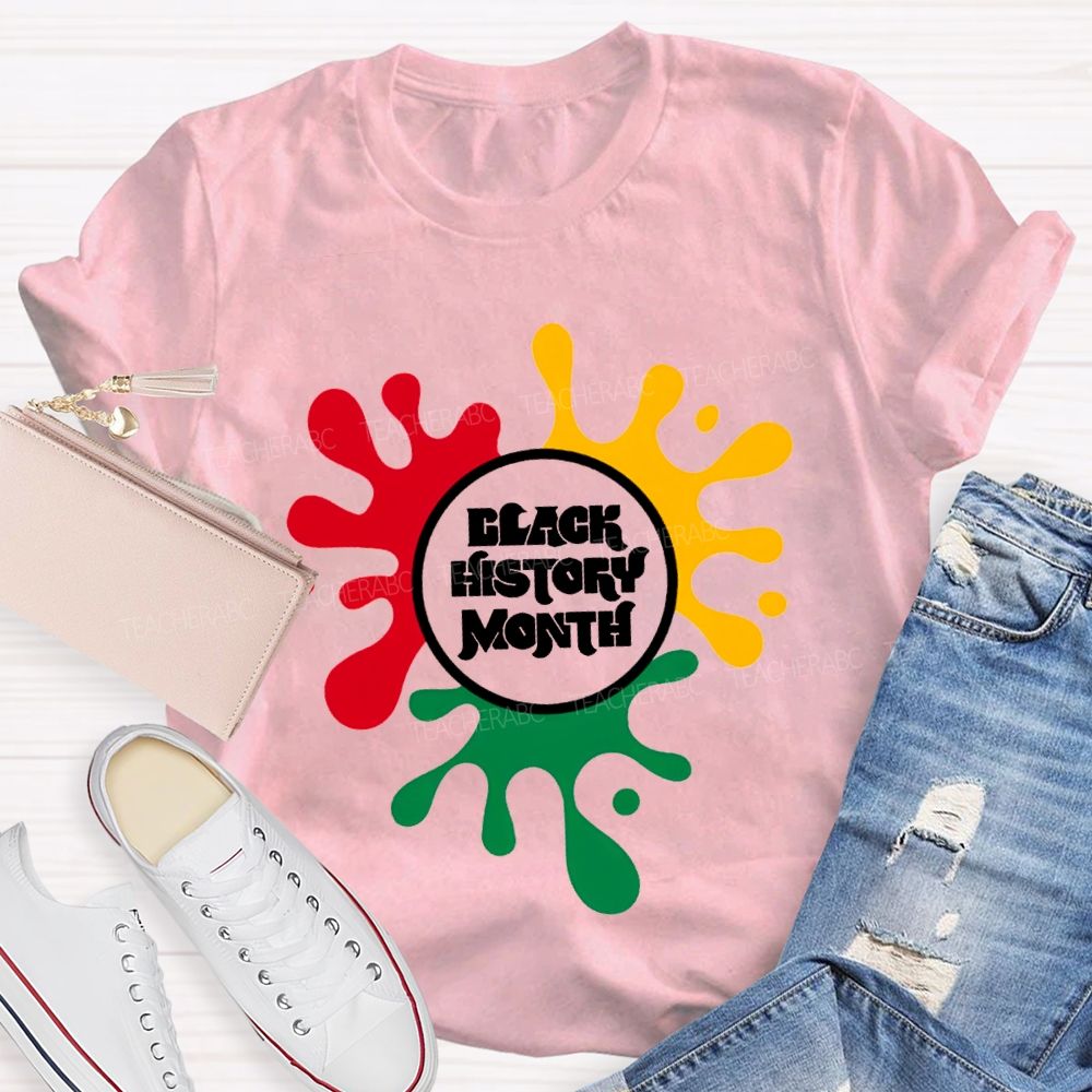 Black History Month Color Patchwork Print T-shirt