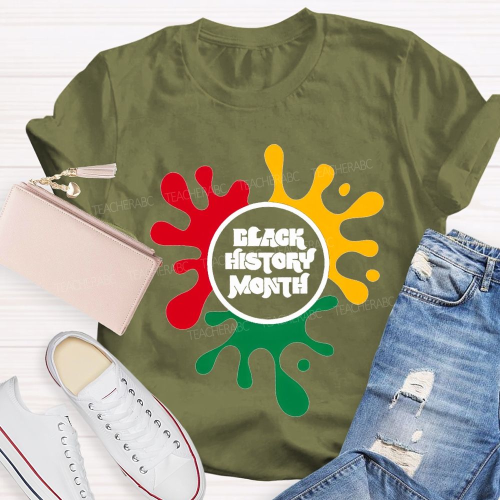Black History Month Color Patchwork Print T-shirt