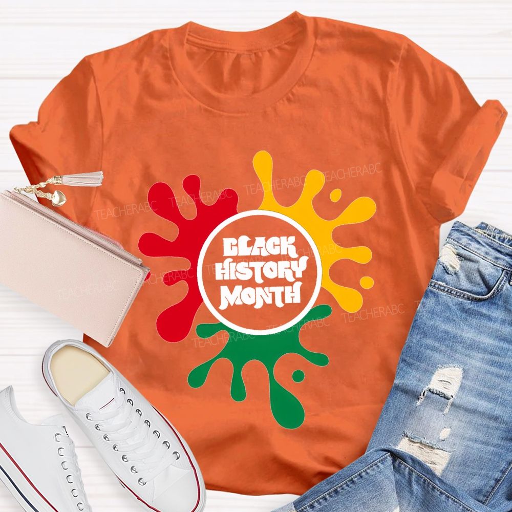Black History Month Color Patchwork Print T-shirt