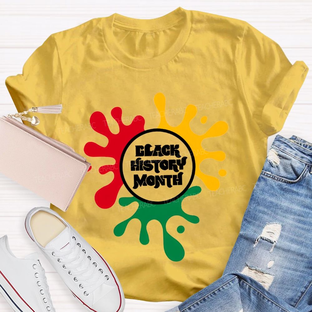 Black History Month Color Patchwork Print T-shirt