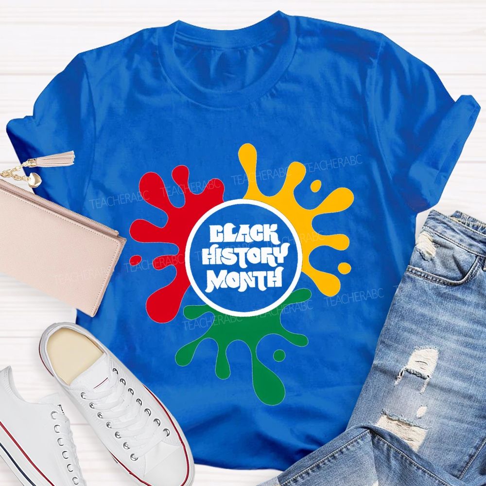 Black History Month Color Patchwork Print T-shirt