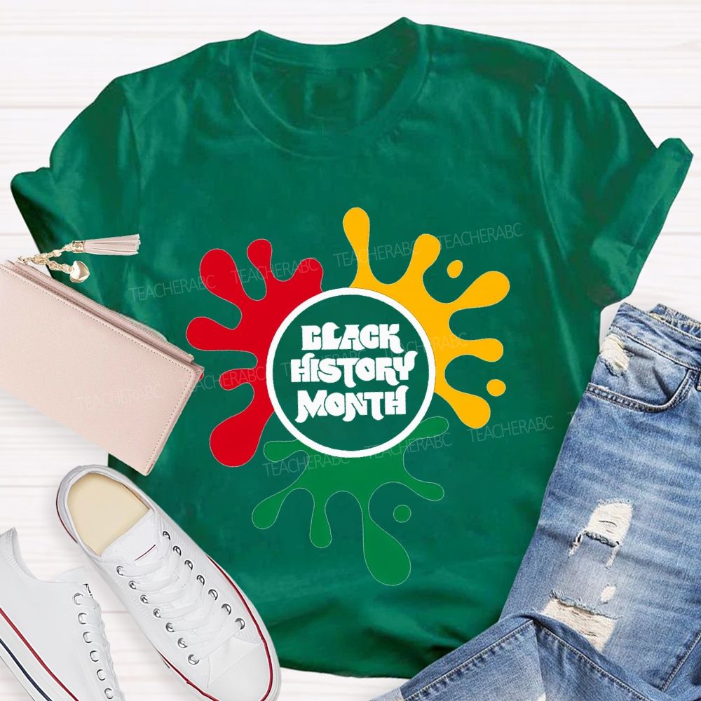 Black History Month Color Patchwork Print T-shirt
