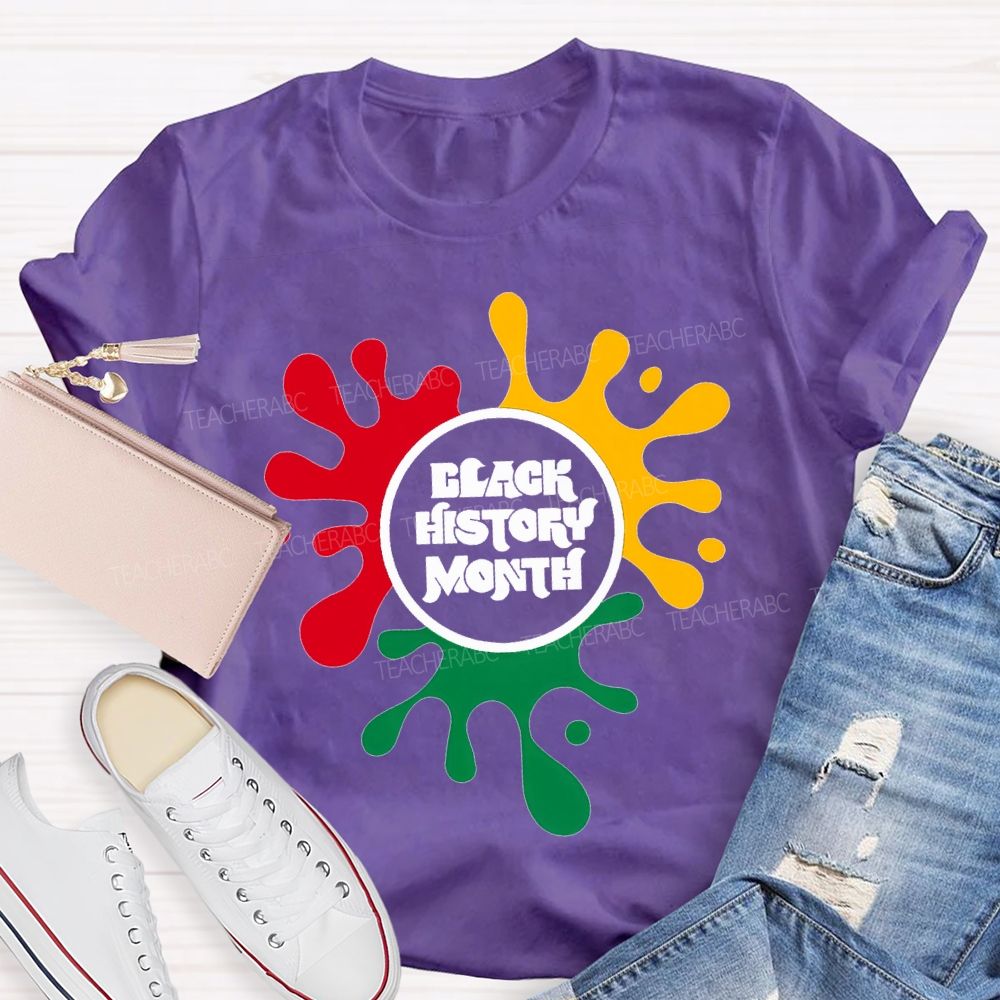 Black History Month Color Patchwork Print T-shirt