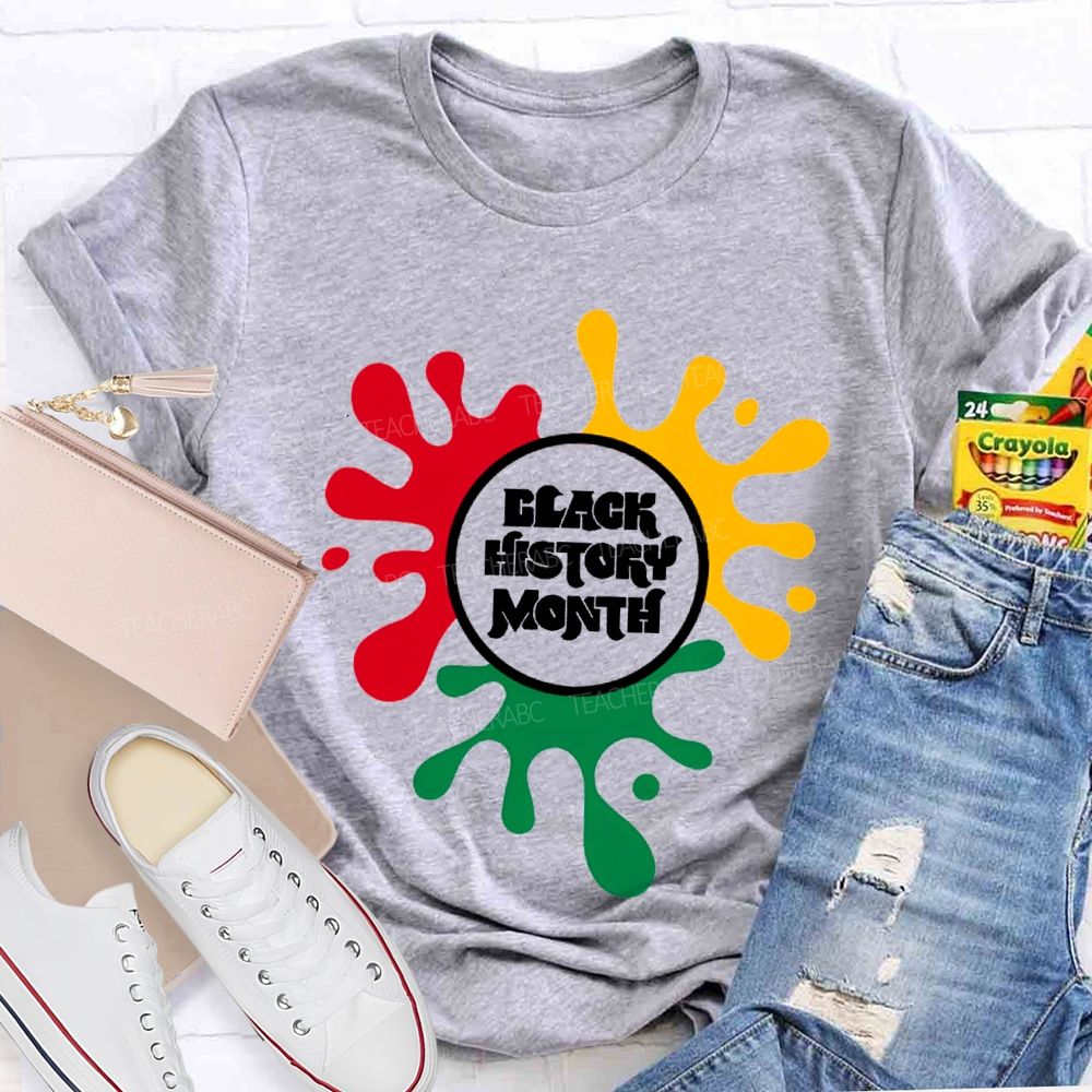 Black History Month Color Patchwork Print T-shirt