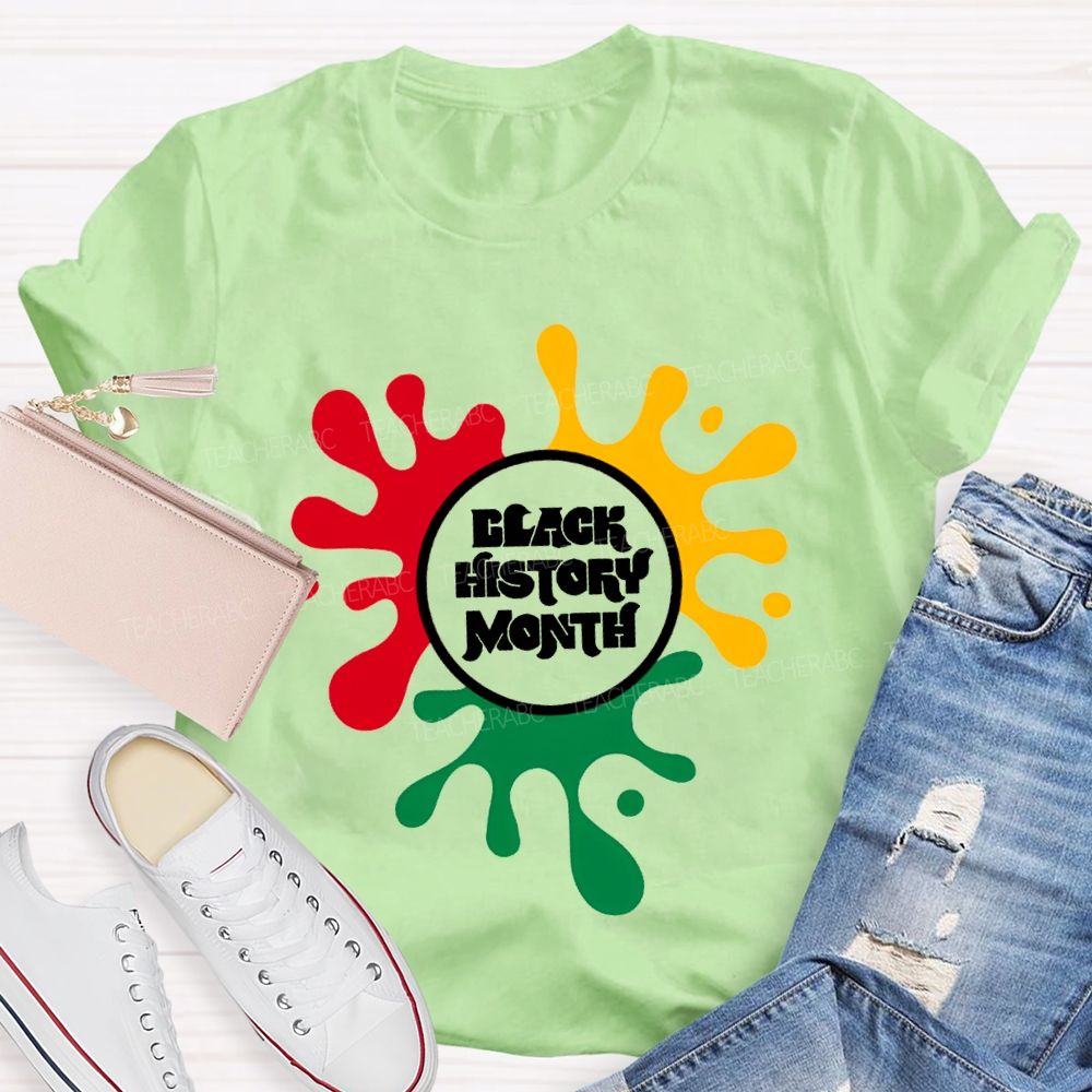 Black History Month Color Patchwork Print T-shirt
