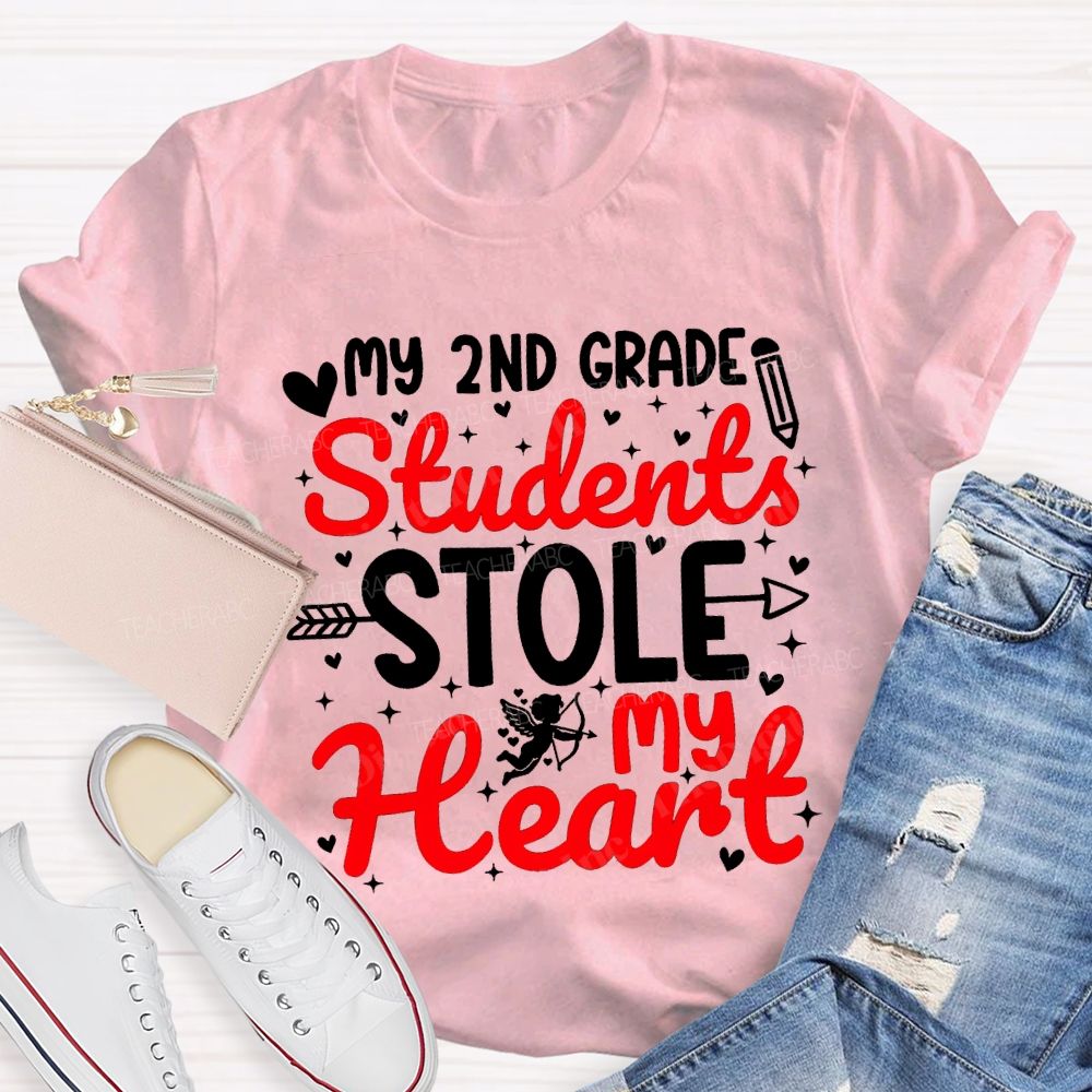 Personalized Grade My 2nd Grade Students Stole My Heart T-Shirt