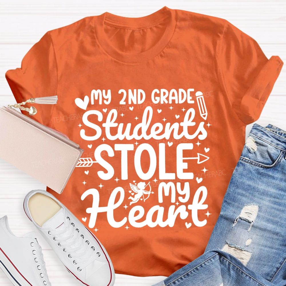 Personalized Grade My 2nd Grade Students Stole My Heart T-Shirt