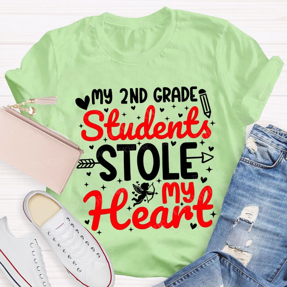 Personalized Grade My 2nd Grade Students Stole My Heart T-Shirt