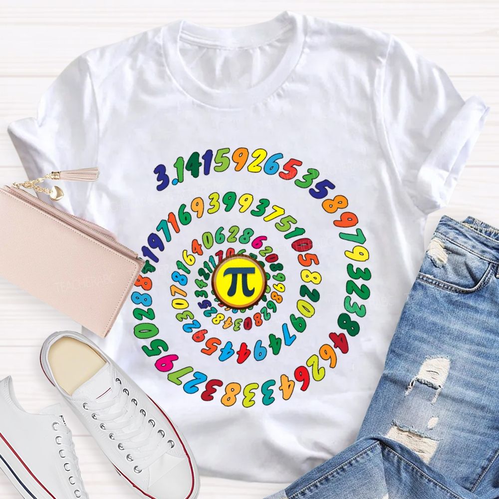Colored Numbers And Pi Math Teacher T-shirt