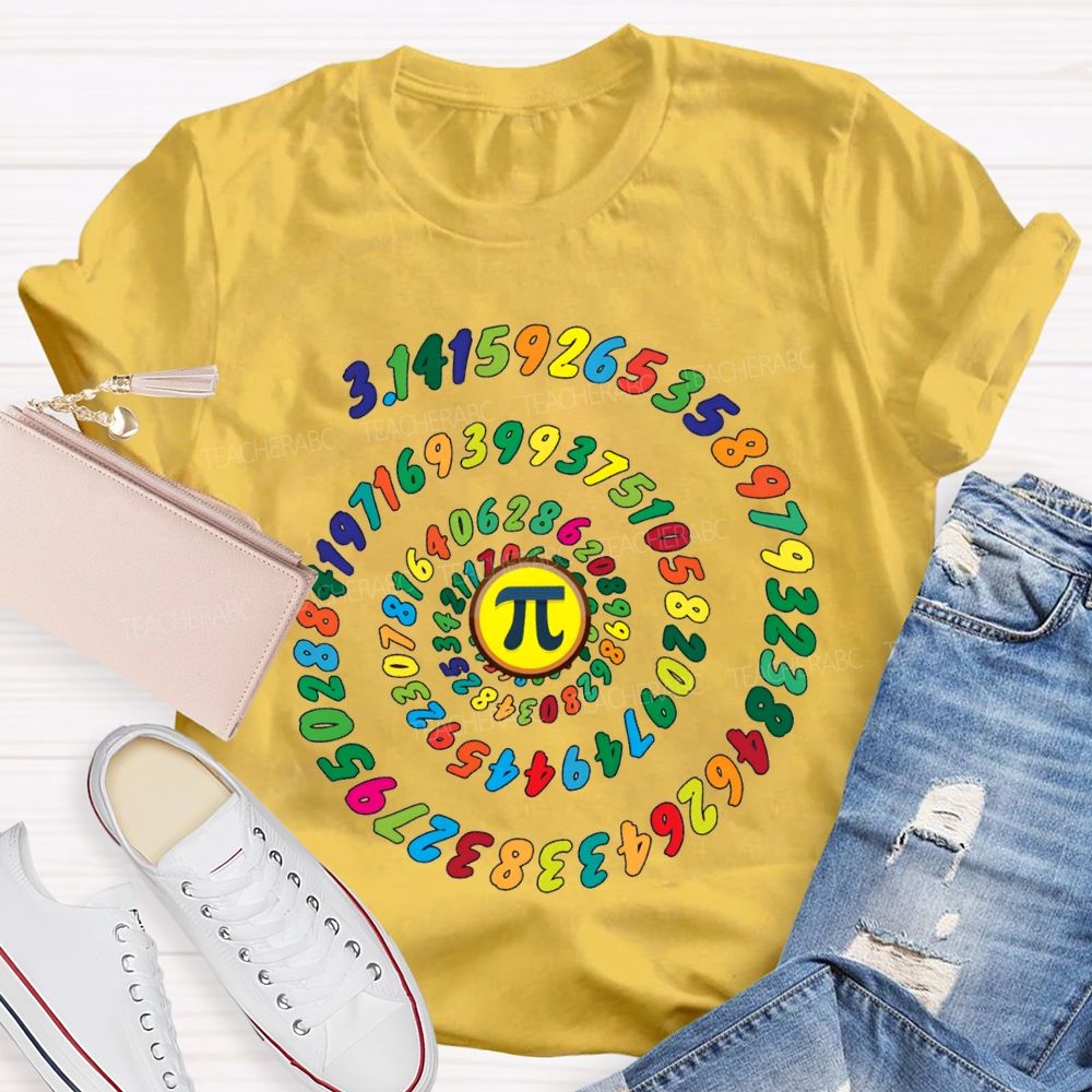 Colored Numbers And Pi Math Teacher T-shirt