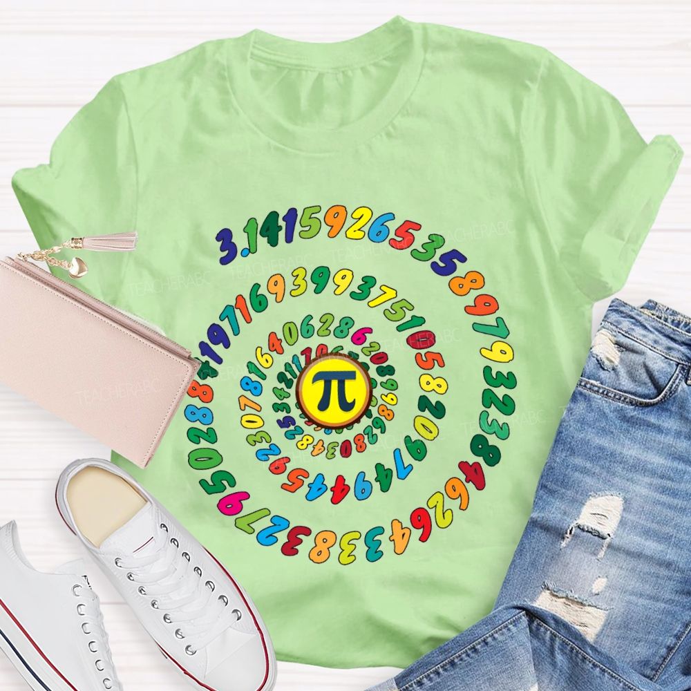 Colored Numbers And Pi Math Teacher T-shirt