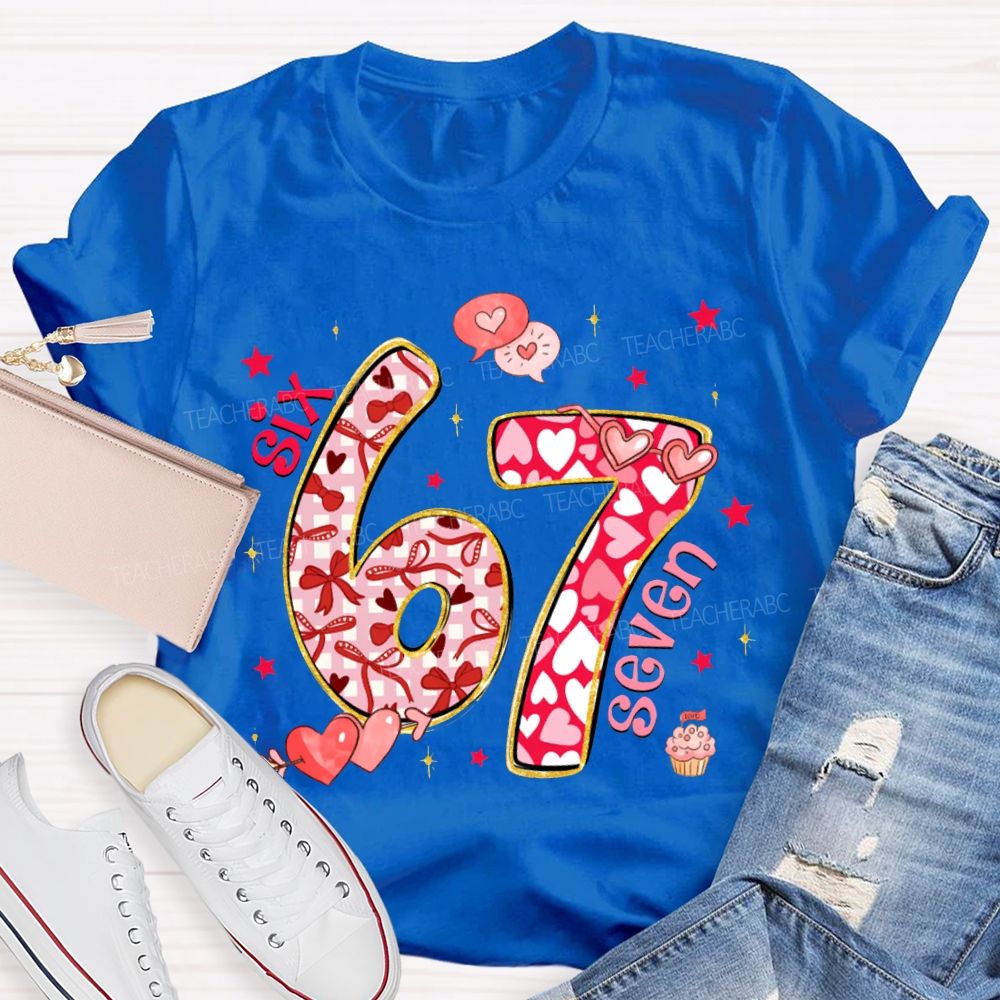 Six Seven Bow And Heart Font T-shirt