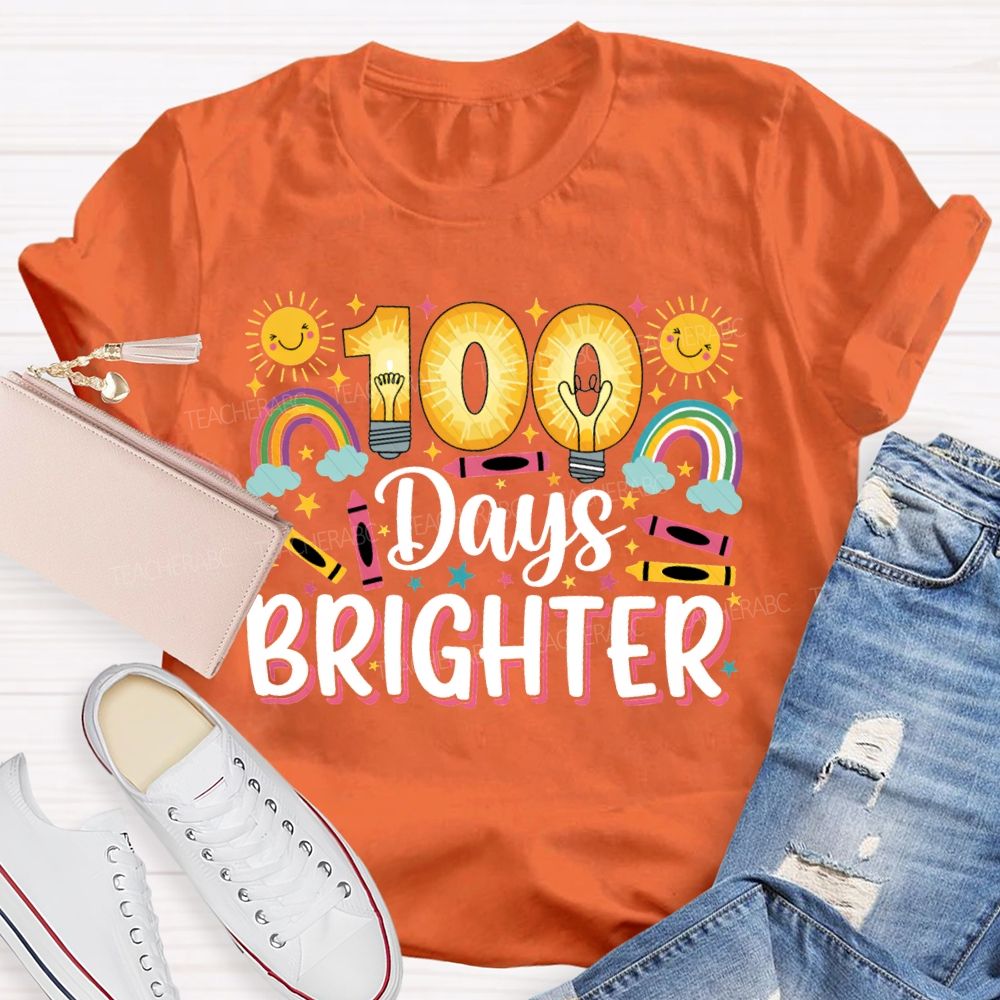 100 Days Brighter Sun Rainbow And Crayons T-shirt