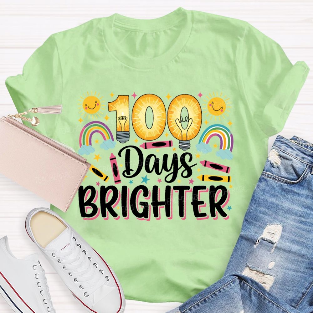 100 Days Brighter Sun Rainbow And Crayons T-shirt