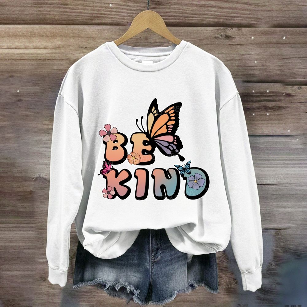 Be Kind Butterfly Flower Sweatshirt