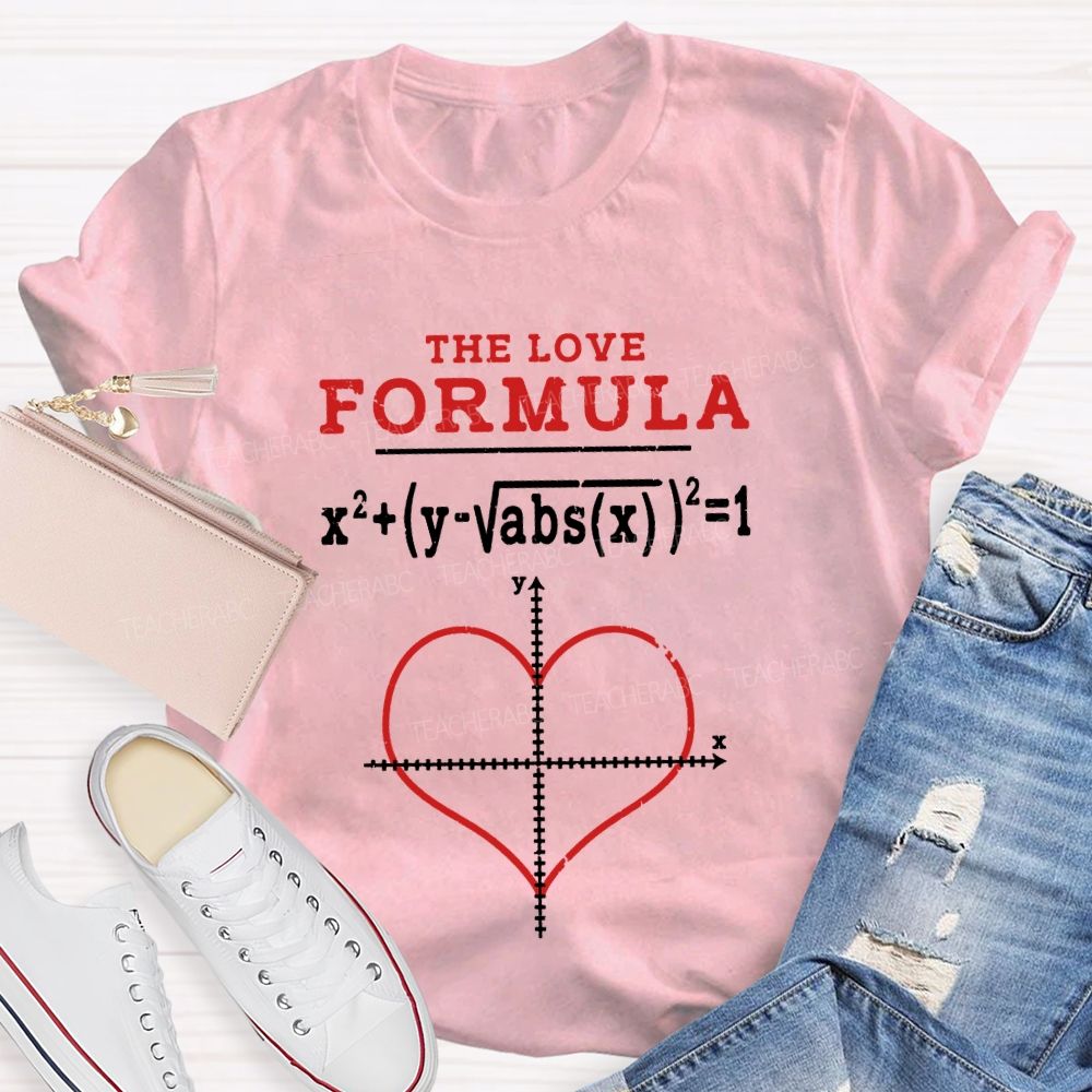 The Love Formula Heart-Shaped Coordinate Axis Math Teacher T-shirt