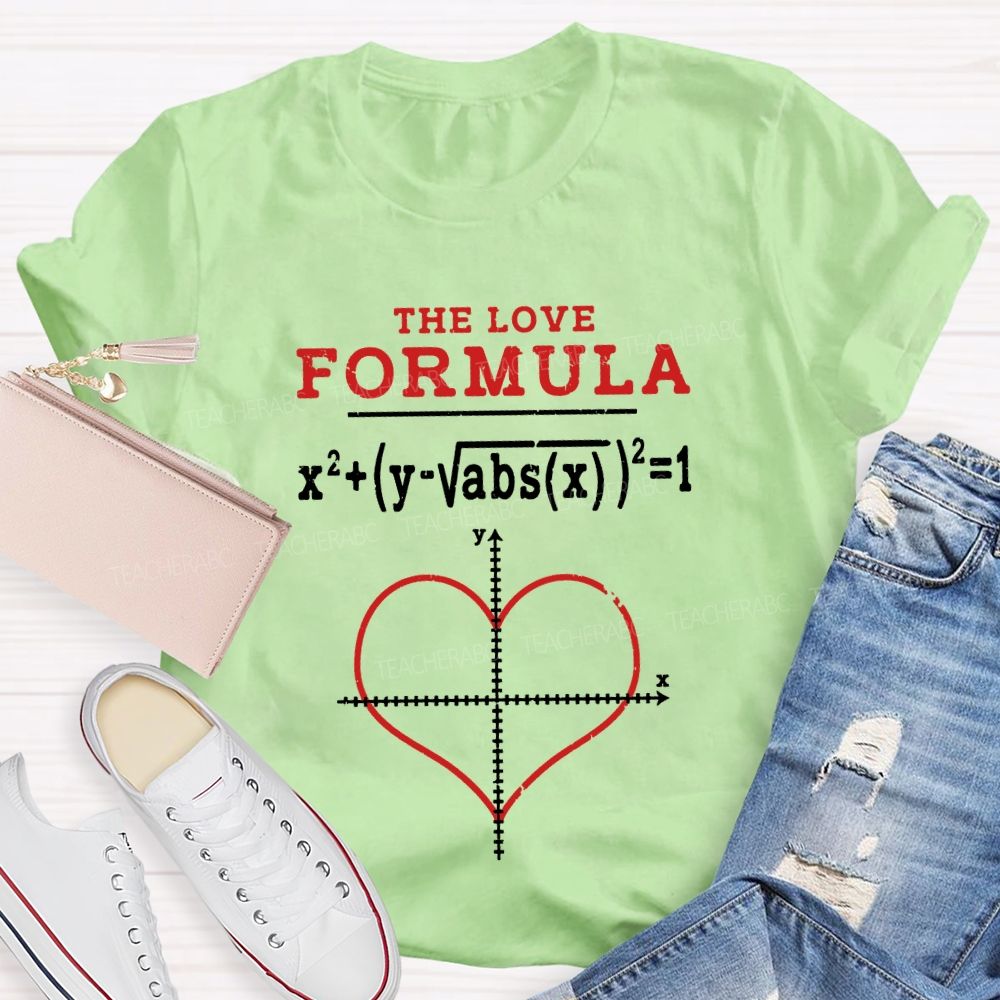 The Love Formula Heart-Shaped Coordinate Axis Math Teacher T-shirt