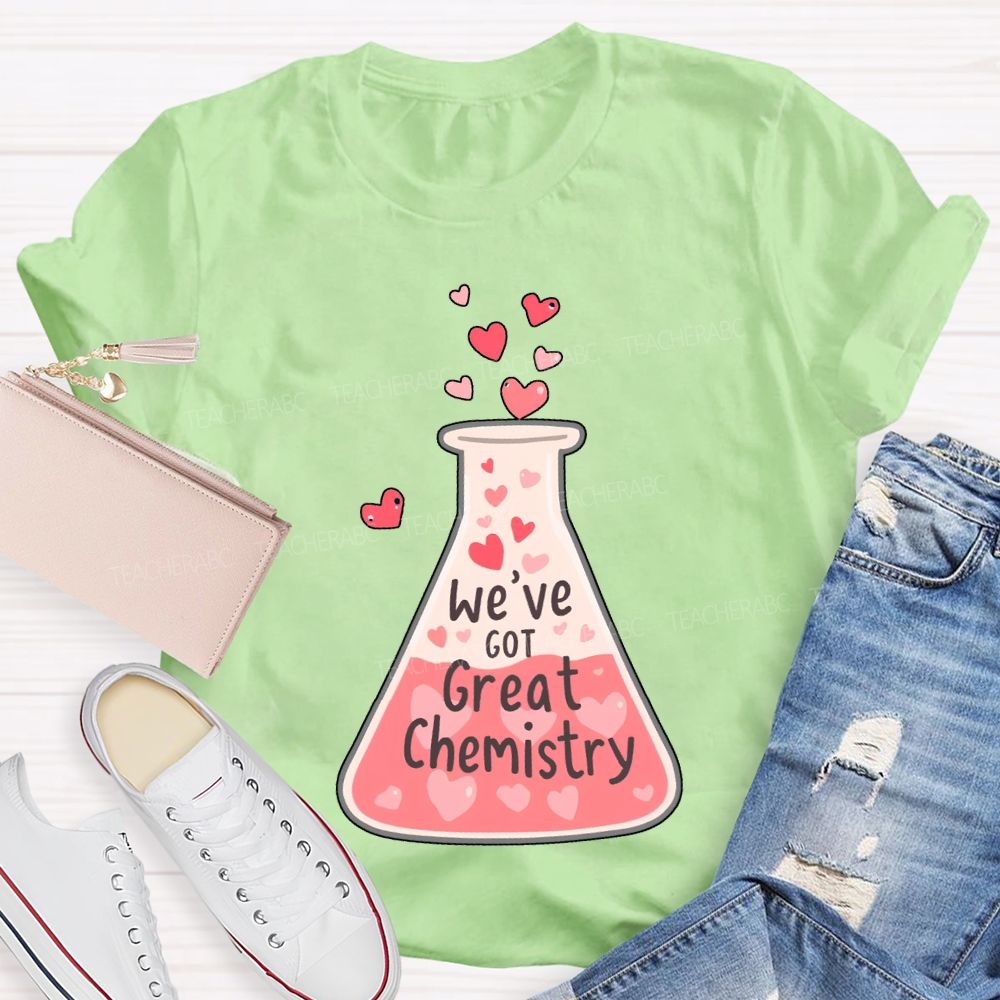 We'Ve Got Great Chemistry Pink Heart Science Teacher T-shirt